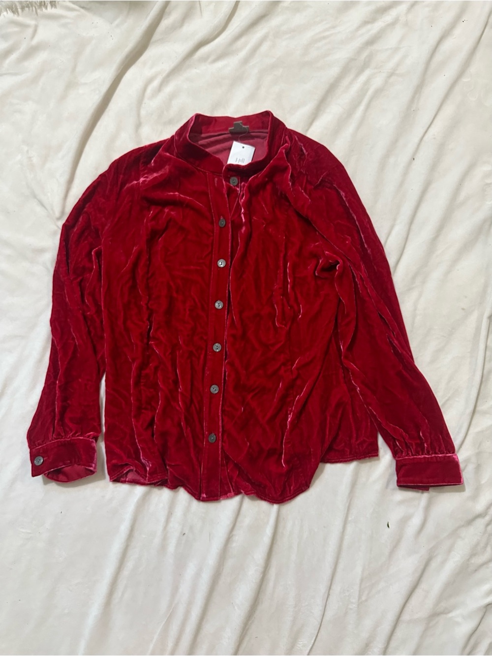 J. Jill Vibrant Red Velvet Shirt Jacket
